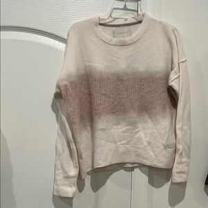 Brochu Walker WOOL AND CASHMERE Cream and Pink Crew Neck Sweater